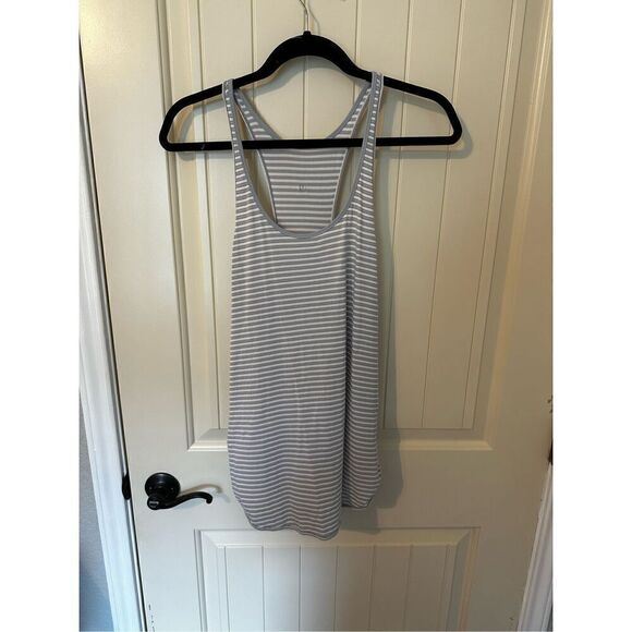 Lululemon What The Sport Striped Racerback Workout White Gray Tank Women Sz 6 - Picture 8 of 13